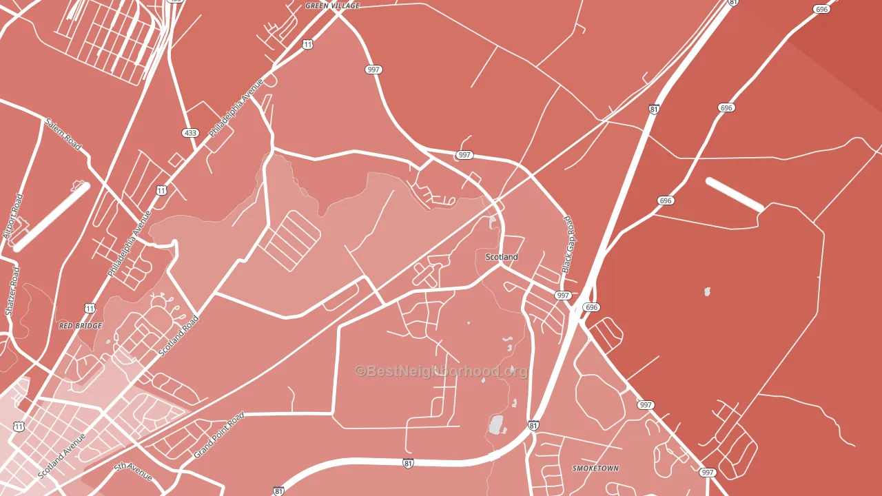17254, PA block-group political-lean map