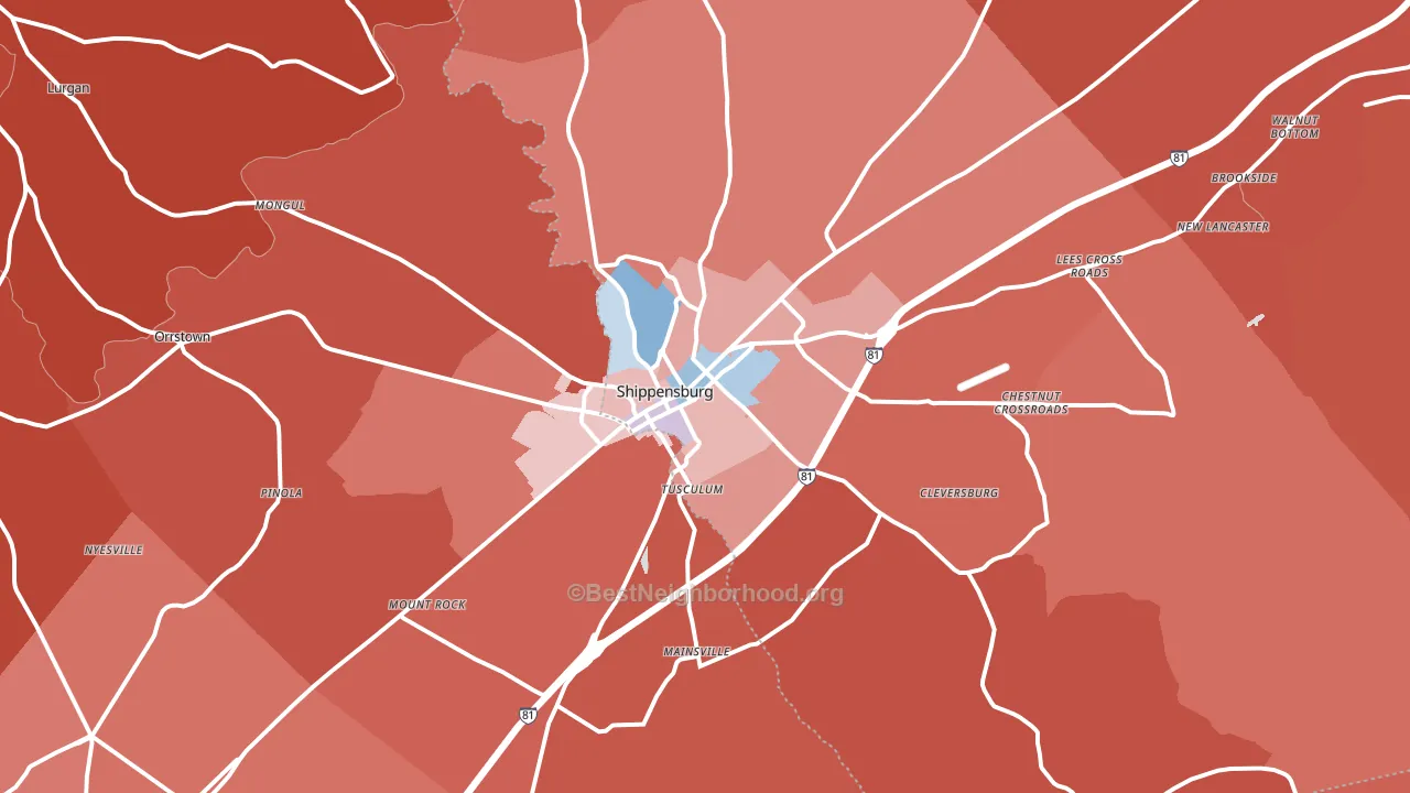 17257, PA block-group political-lean map