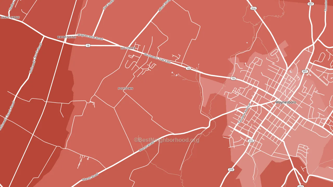 17272, PA block-group political-lean map