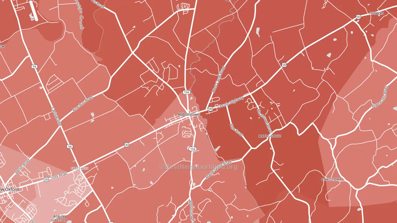 17301, PA block-group political-lean map