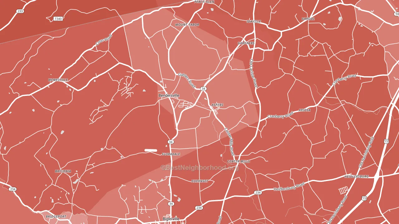 17304, PA block-group political-lean map