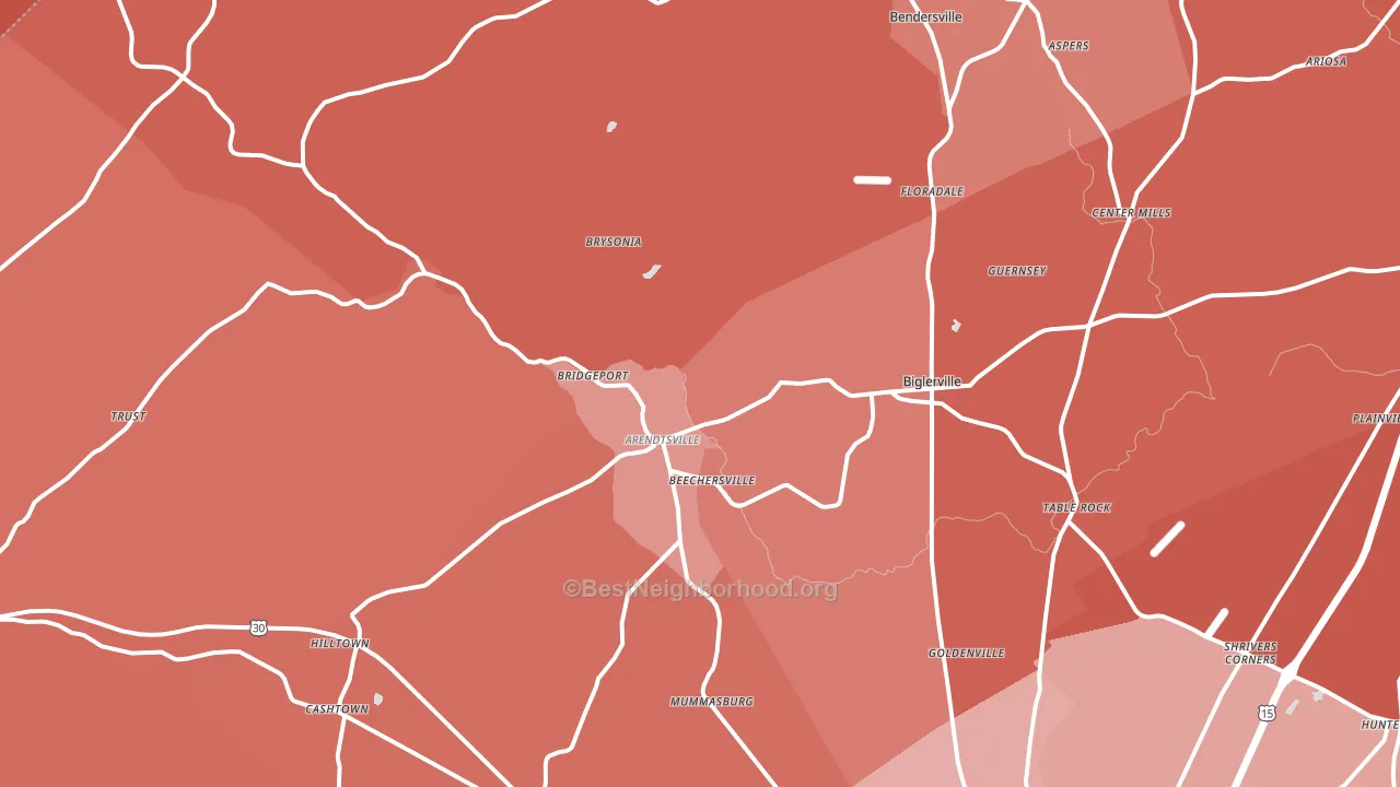 17307, PA block-group political-lean map