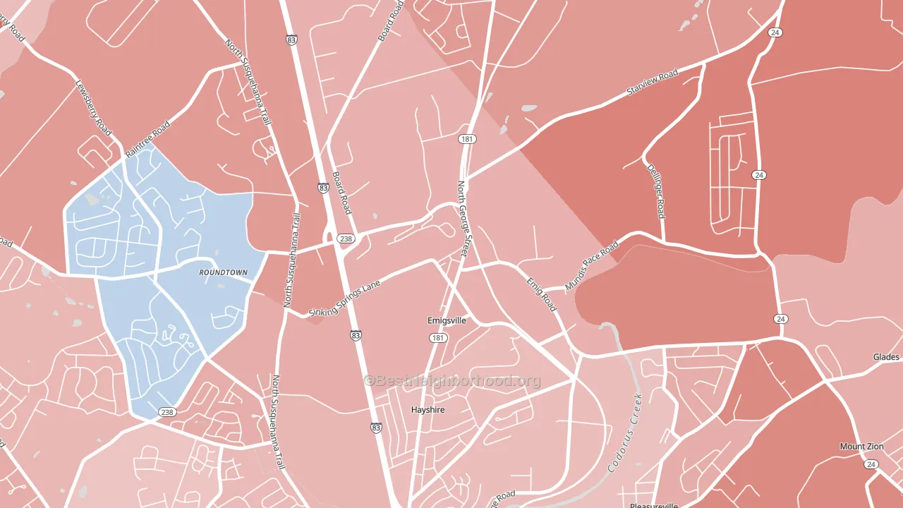 17318, PA block-group political-lean map