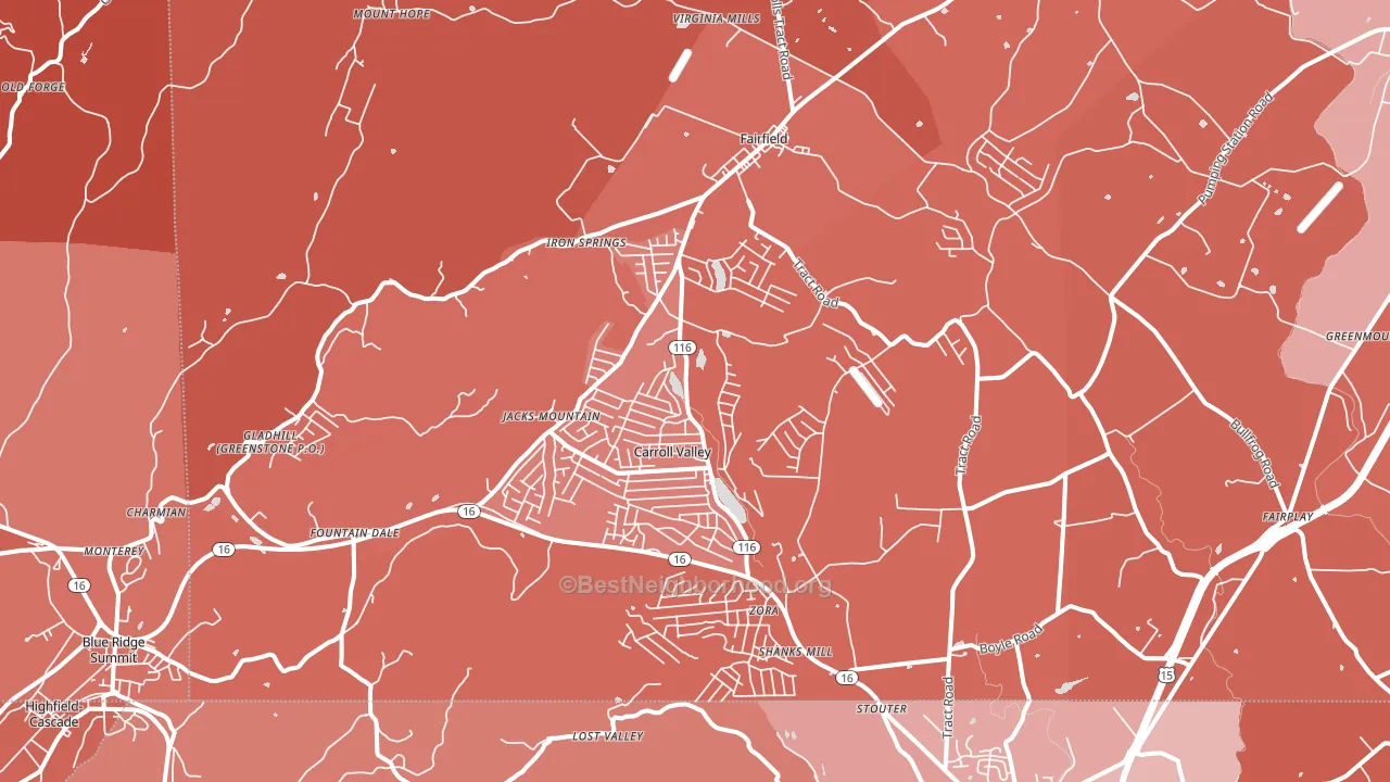 17320, PA block-group political-lean map