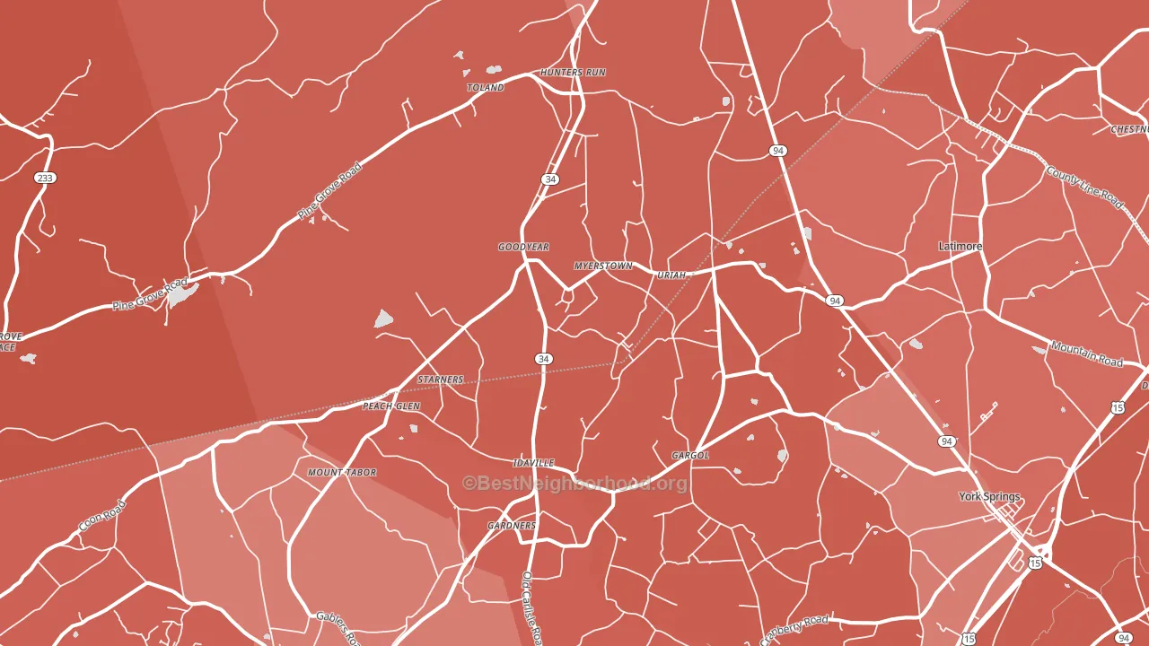 17324, PA block-group political-lean map