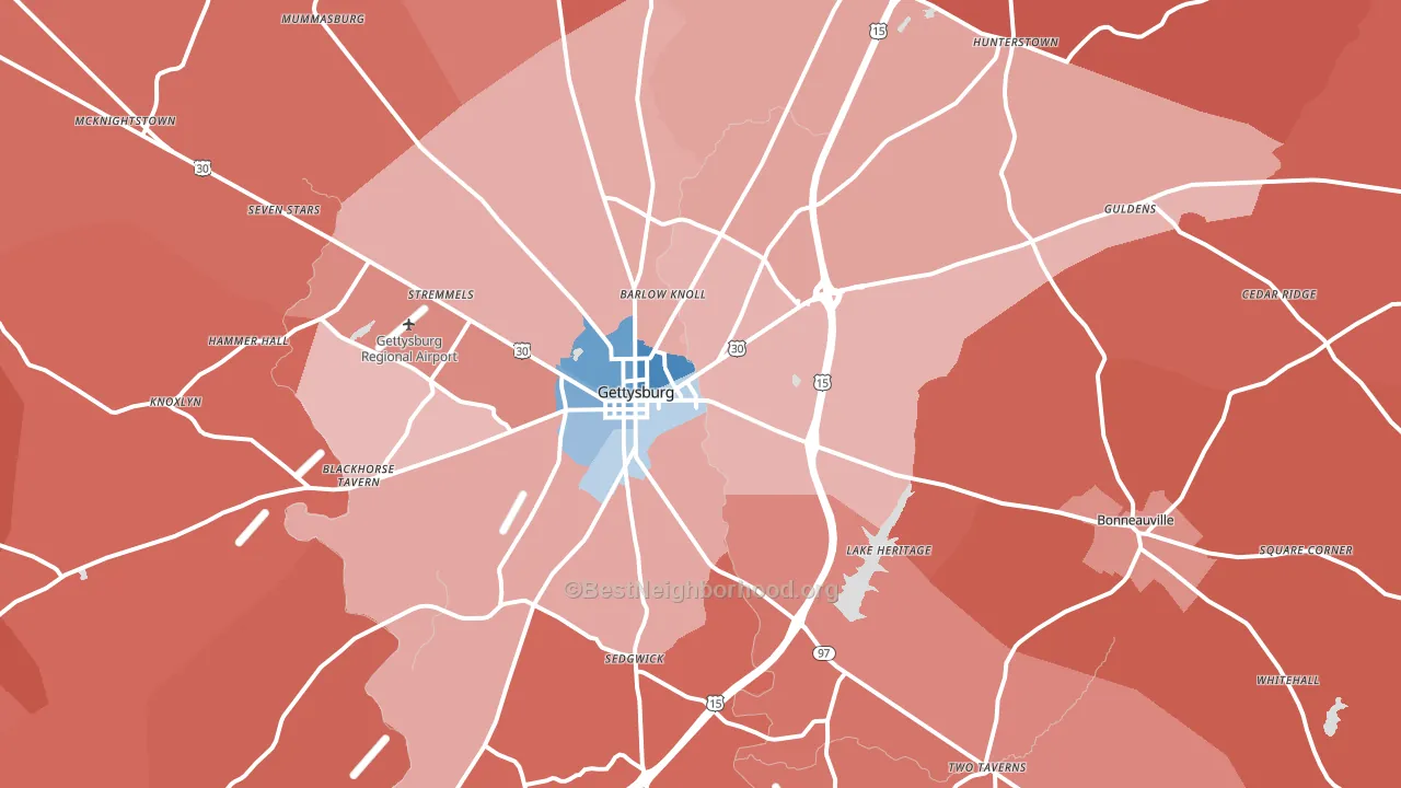 17325, PA block-group political-lean map