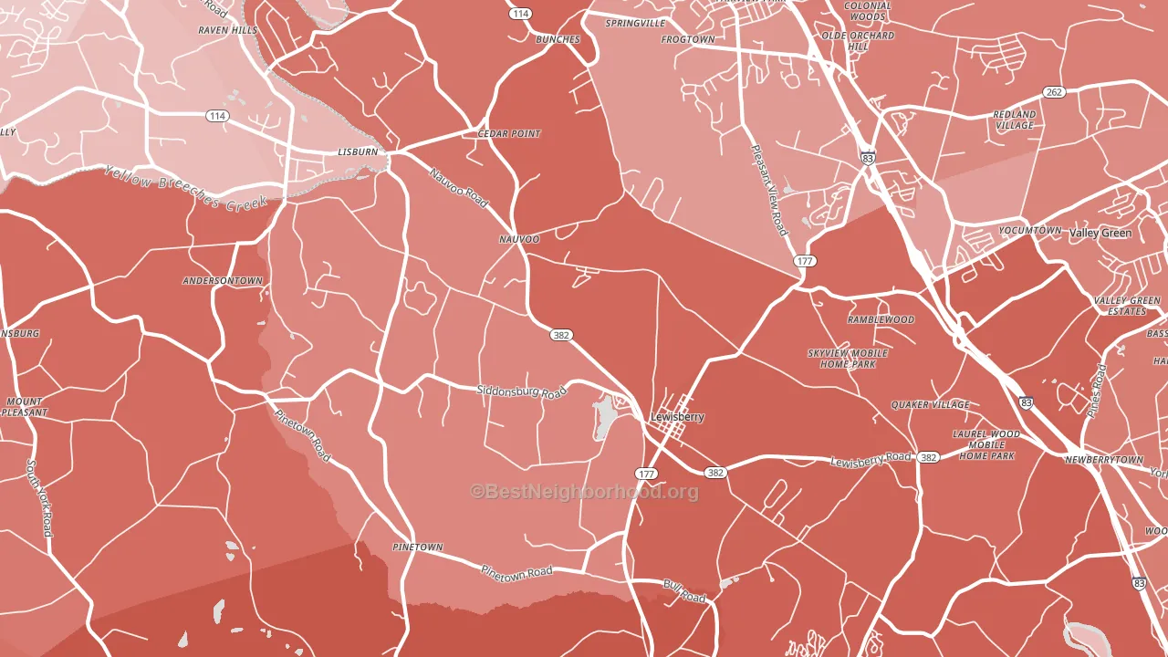 17339, PA block-group political-lean map
