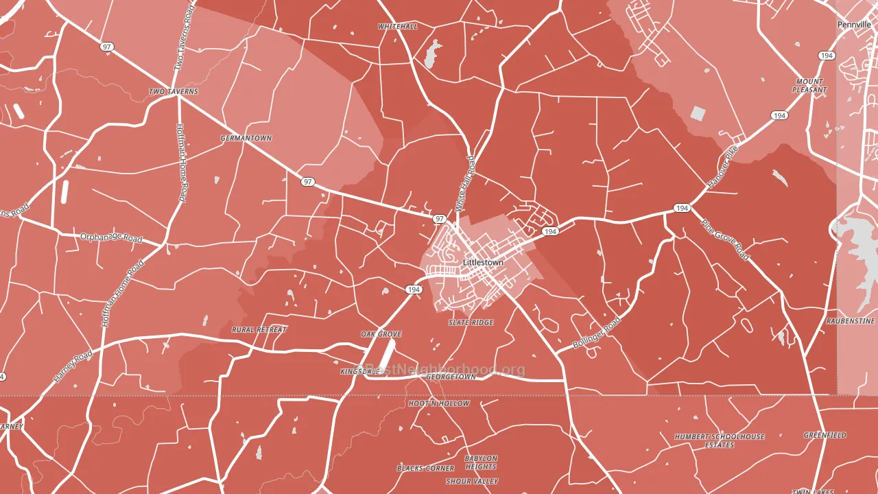 17340, PA block-group political-lean map