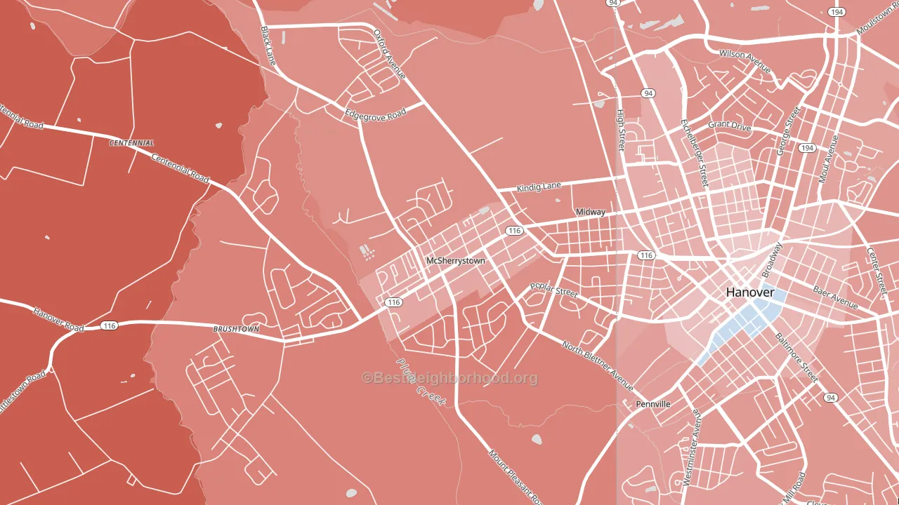 17344, PA block-group political-lean map