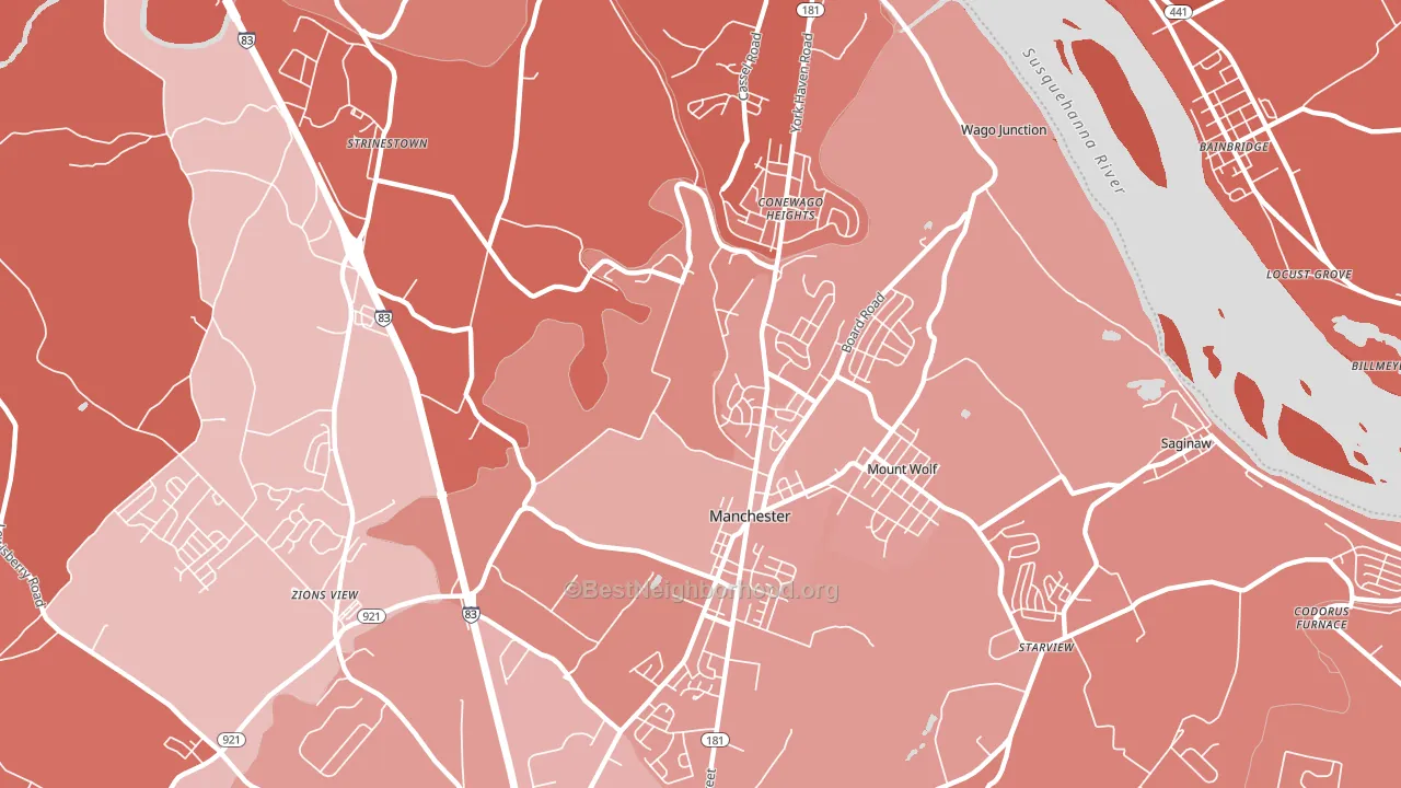 17345, PA block-group political-lean map