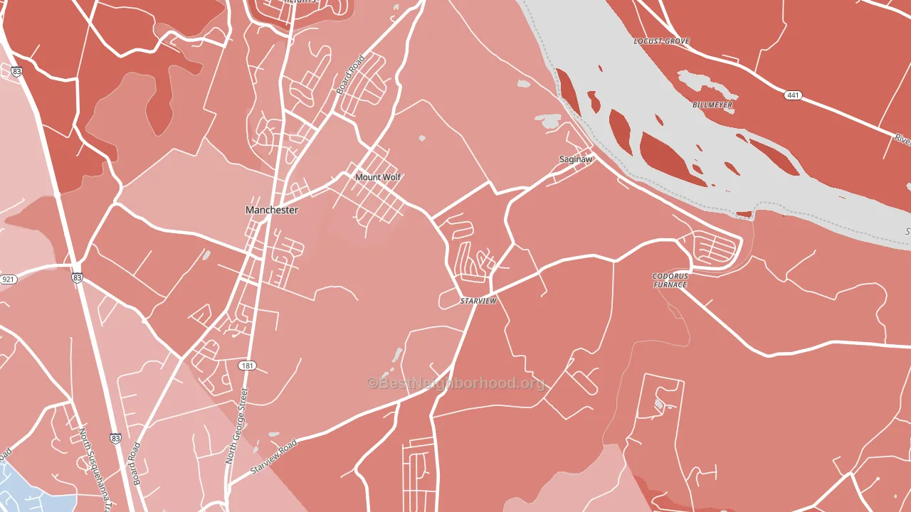 17347, PA block-group political-lean map