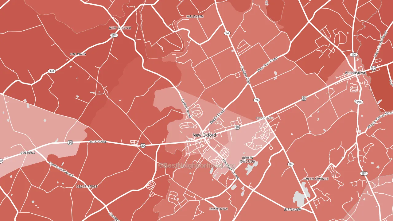 17350, PA block-group political-lean map