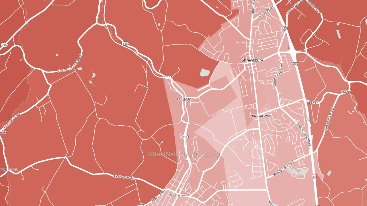 17355, PA block-group political-lean map