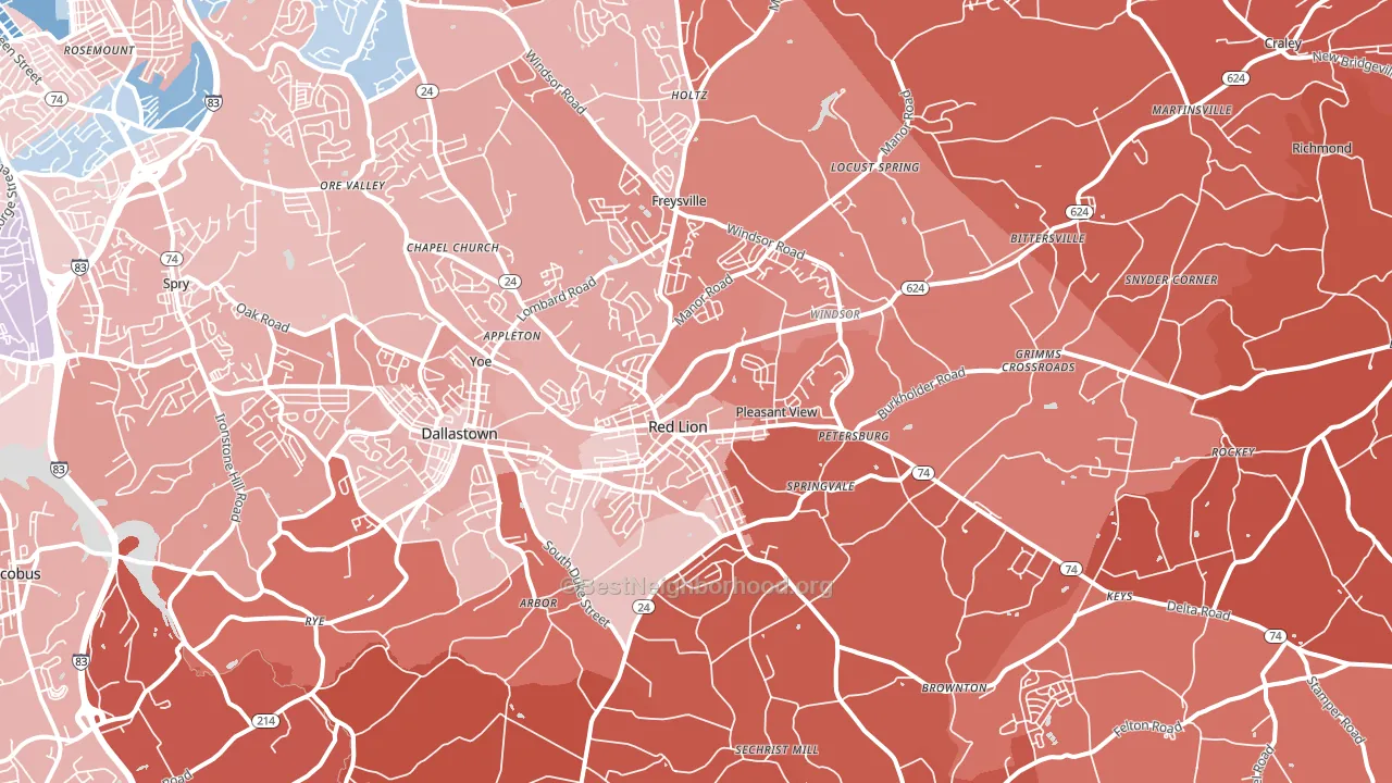 17356, PA block-group political-lean map