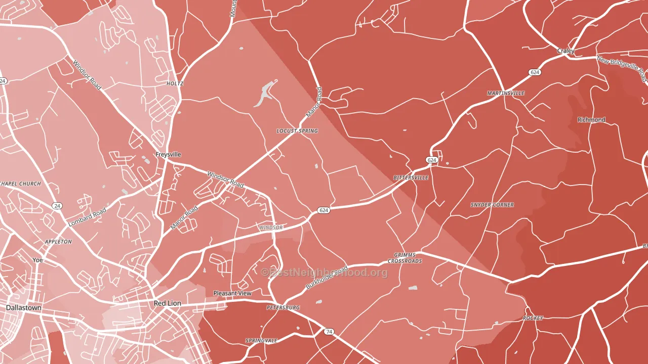 17366, PA block-group political-lean map