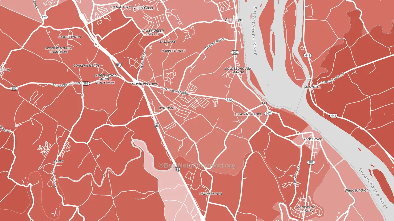 17370, PA block-group political-lean map