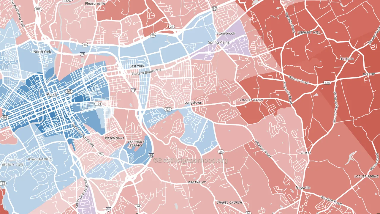 17402, PA block-group political-lean map