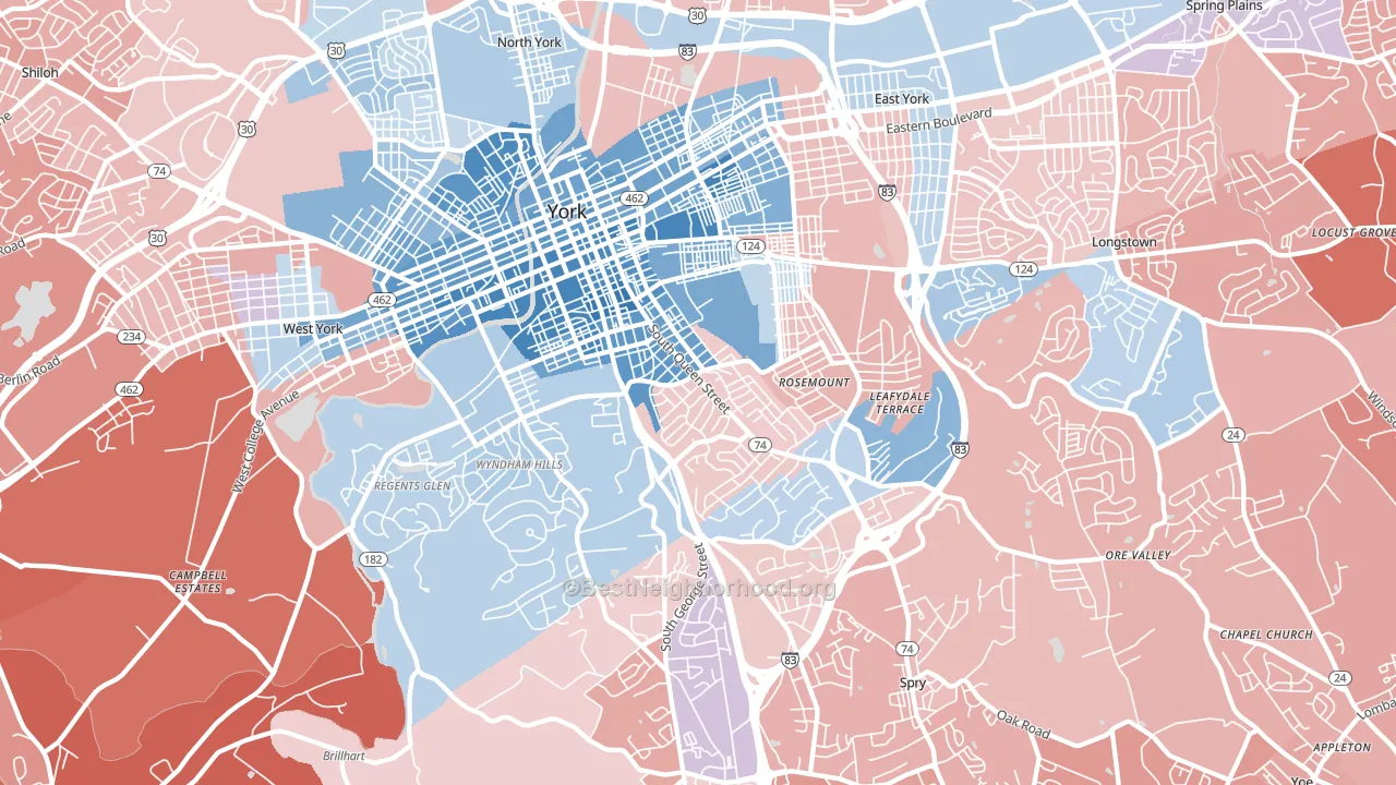 17403, PA block-group political-lean map