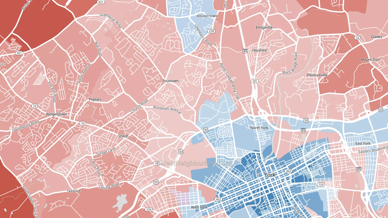 17404, PA block-group political-lean map