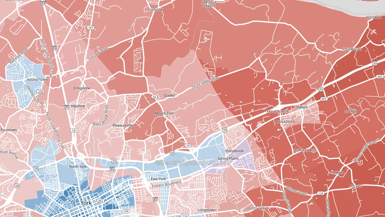 17406, PA block-group political-lean map
