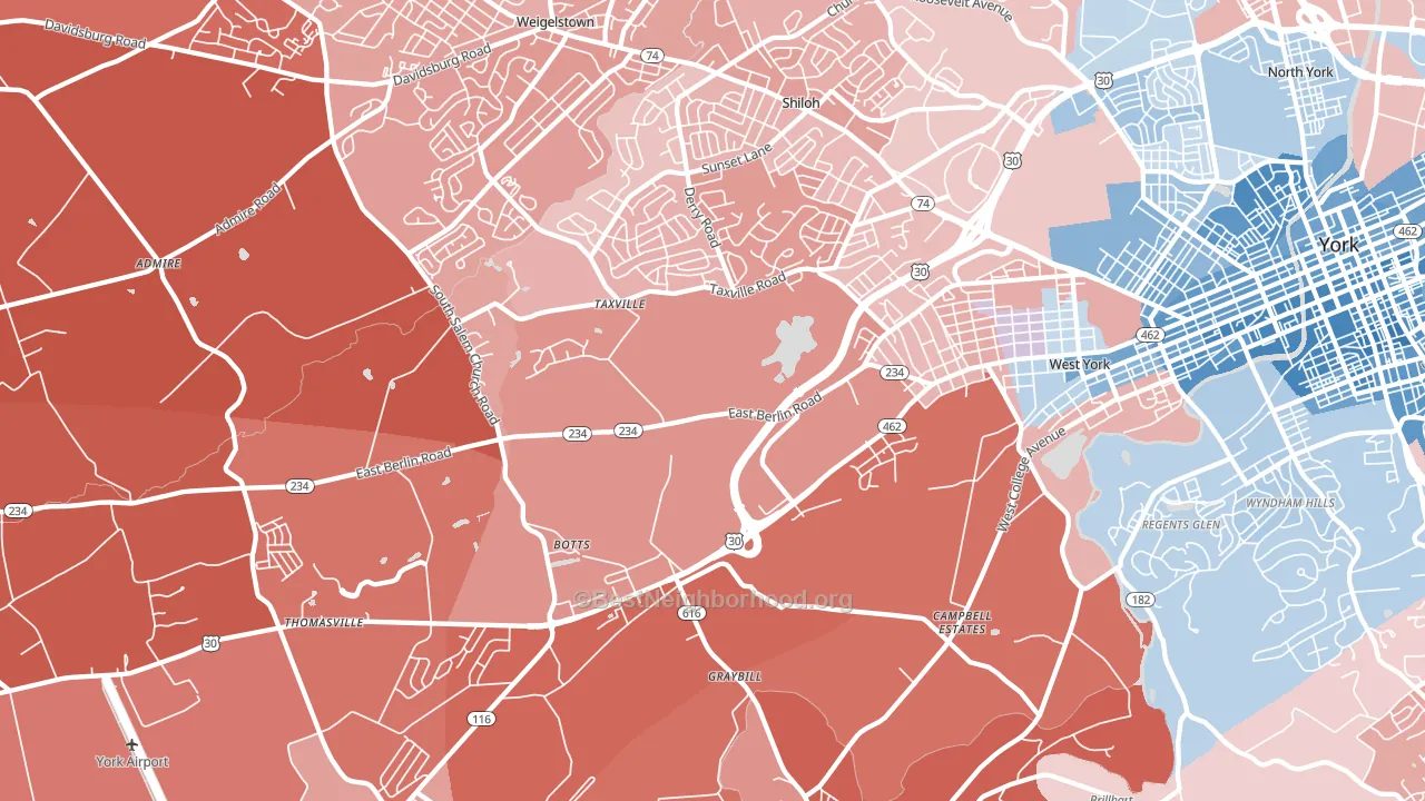 17408, PA block-group political-lean map