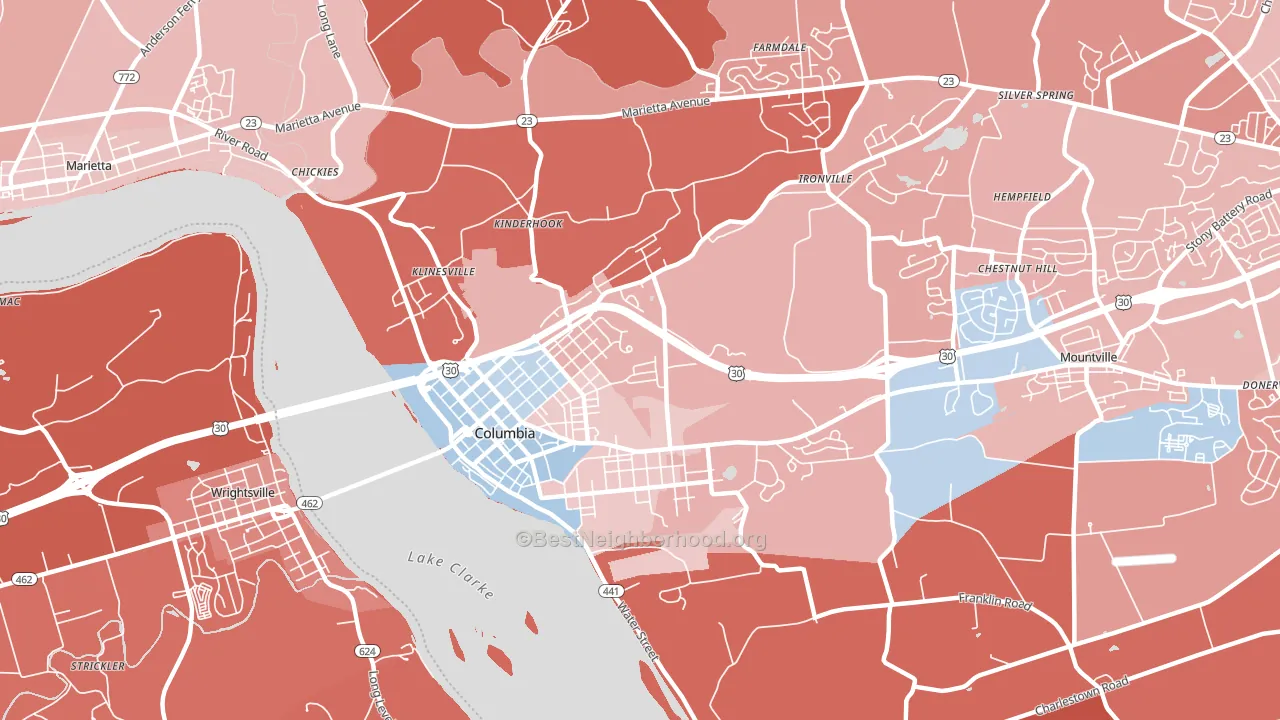 17512, PA block-group political-lean map