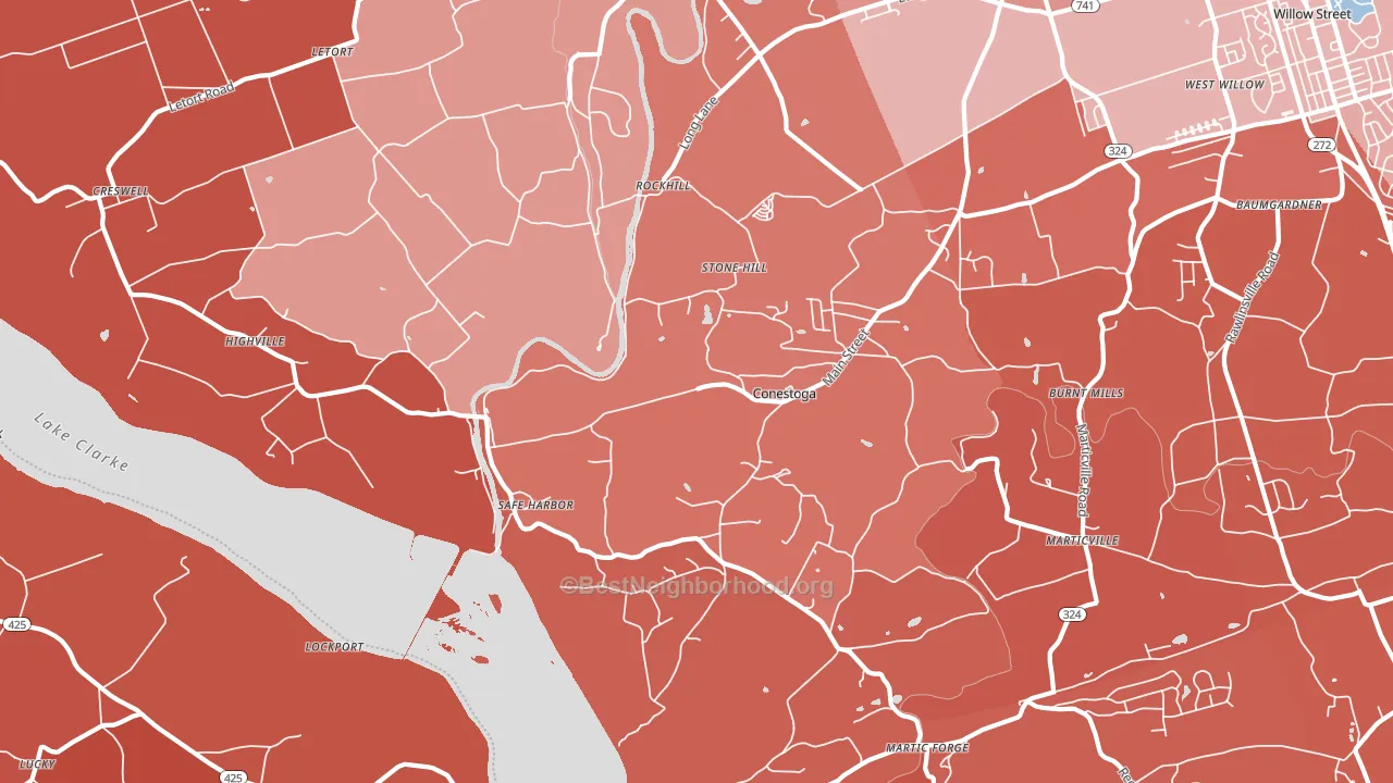 17516, PA block-group political-lean map