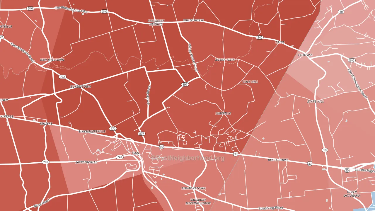 17527, PA block-group political-lean map