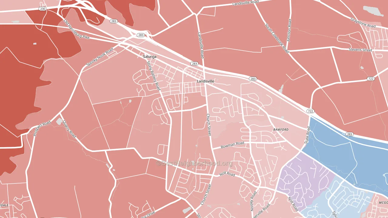 17538, PA block-group political-lean map