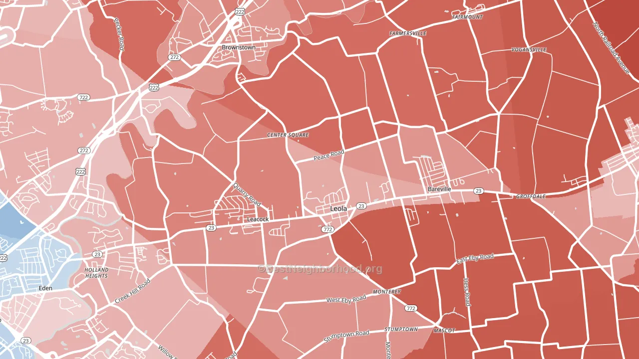 17540, PA block-group political-lean map