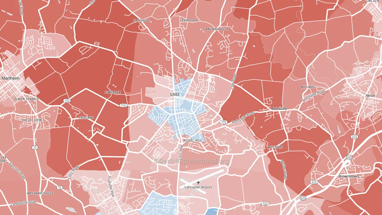 17543, PA block-group political-lean map