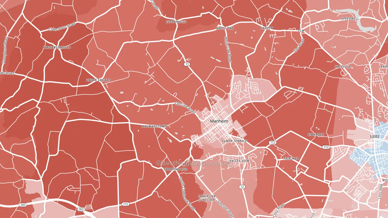 17545, PA block-group political-lean map