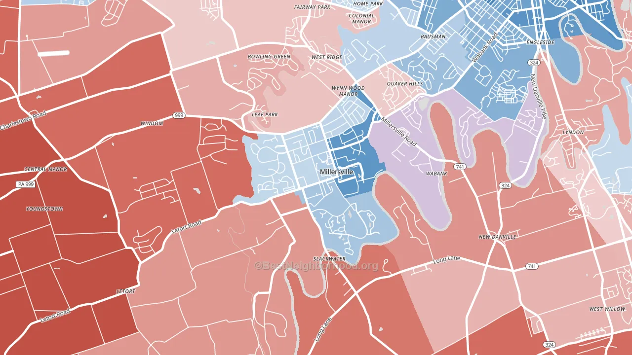 17551, PA block-group political-lean map