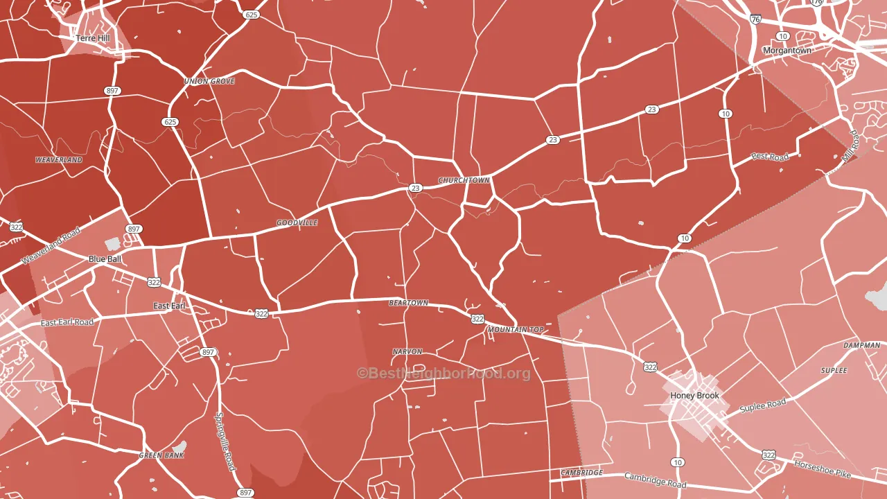 17555, PA block-group political-lean map