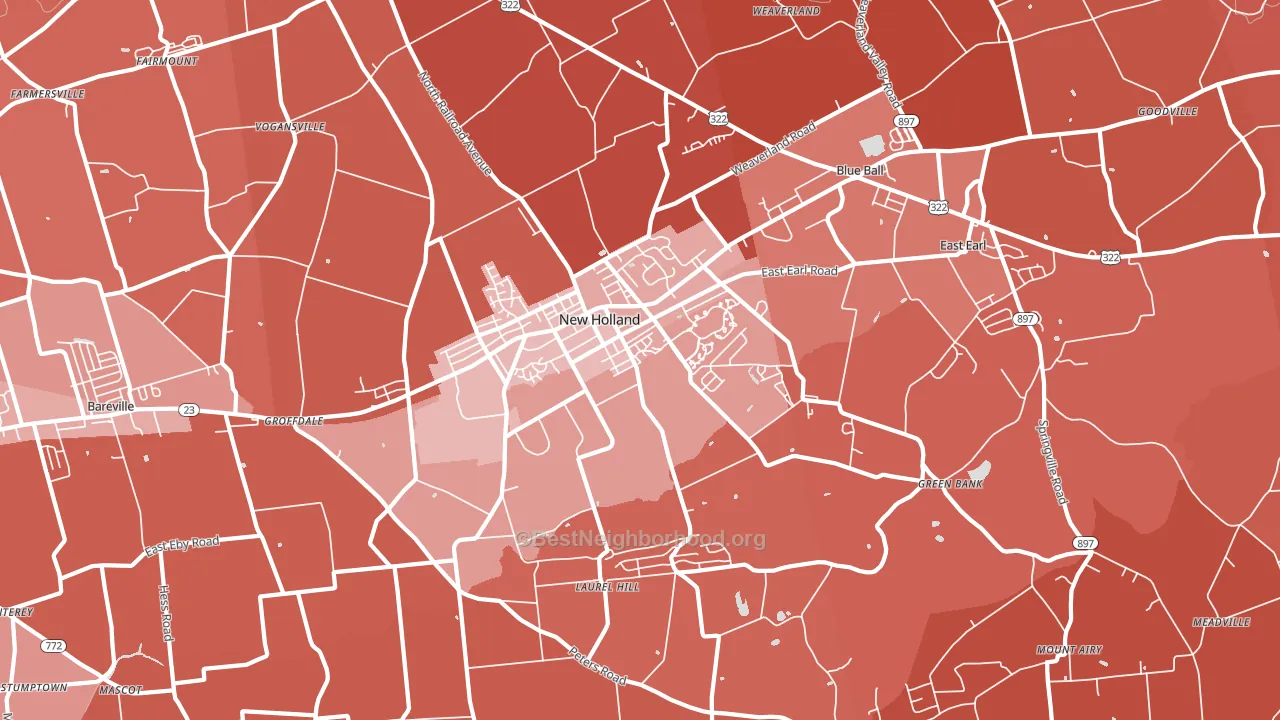 17557, PA block-group political-lean map