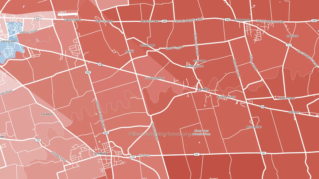 17572, PA block-group political-lean map