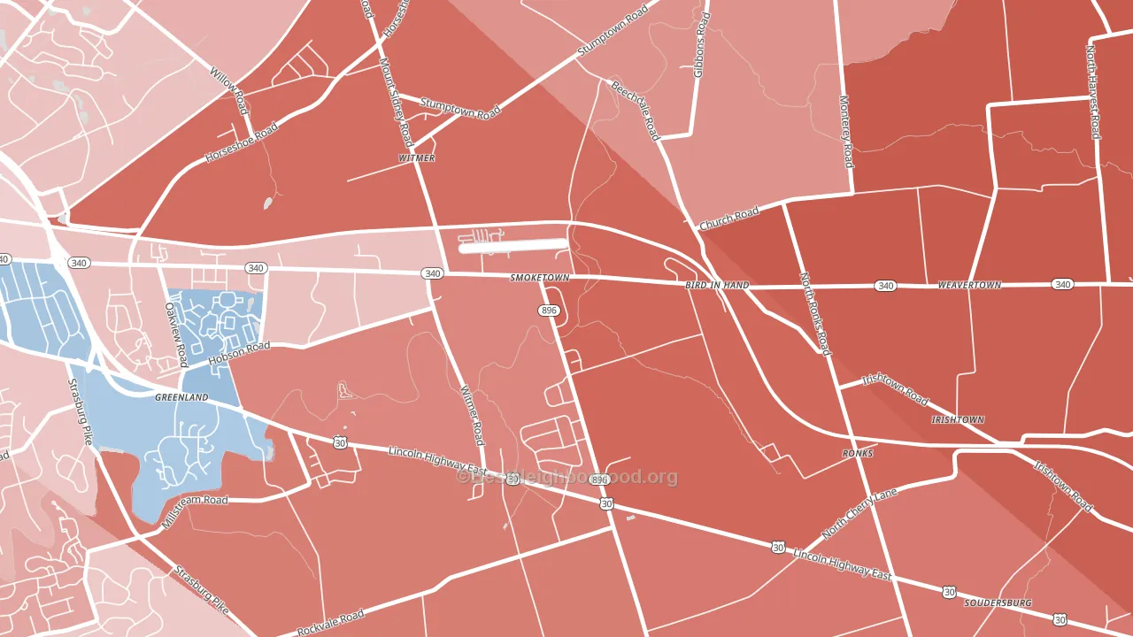 17576, PA block-group political-lean map