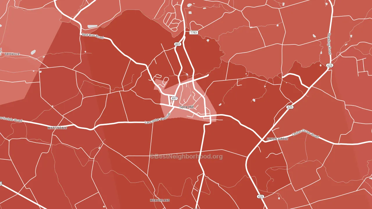 17581, PA block-group political-lean map