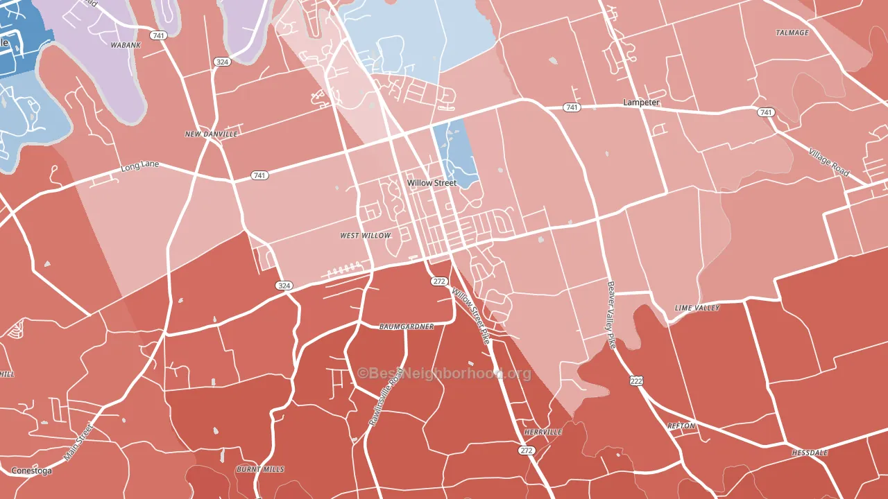 17584, PA block-group political-lean map