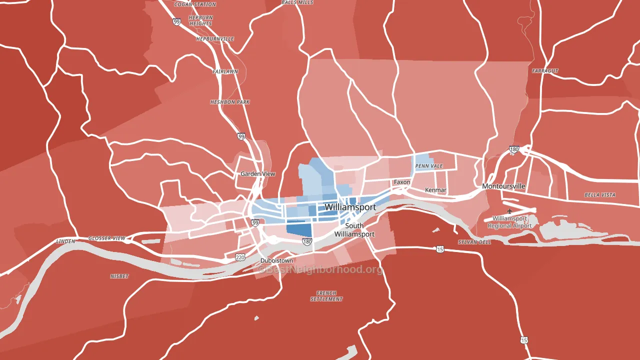 17701, PA block-group political-lean map