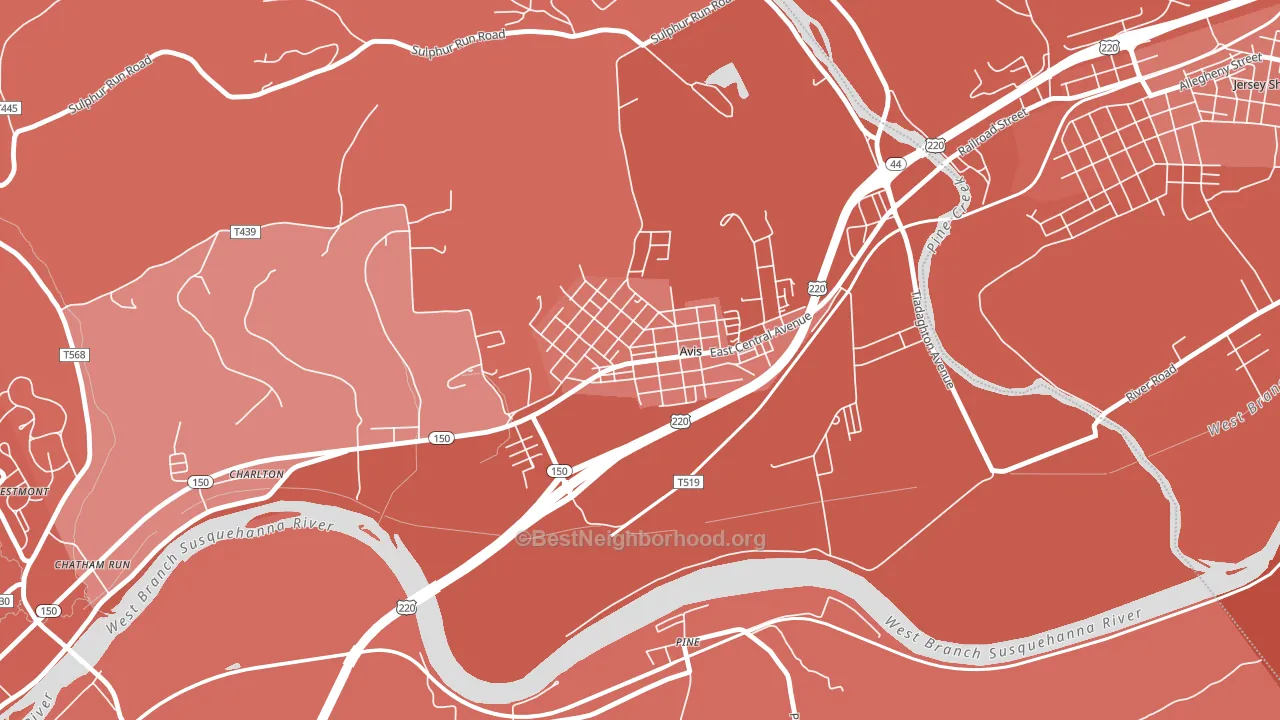 17721, PA block-group political-lean map