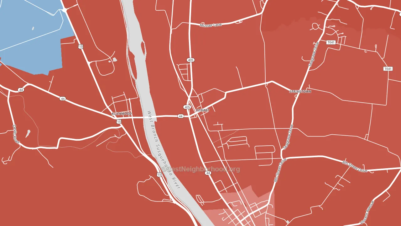 17730, PA block-group political-lean map