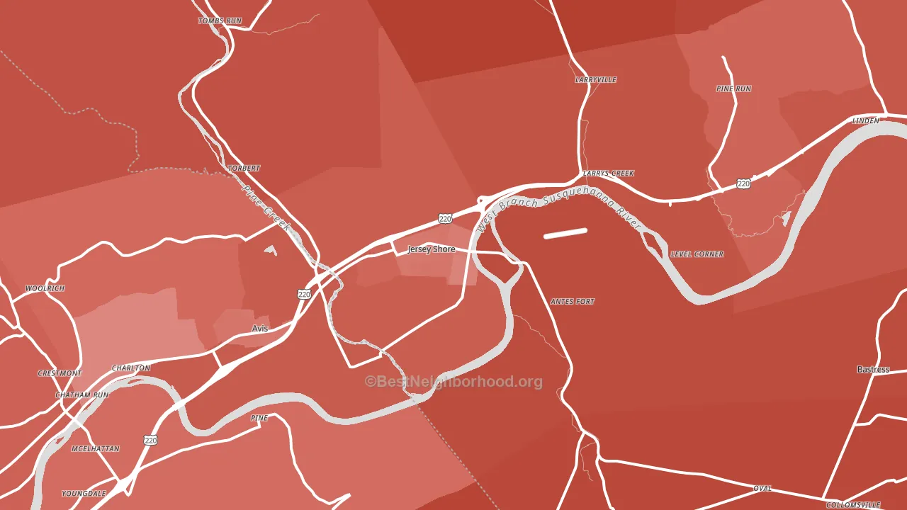17740, PA block-group political-lean map