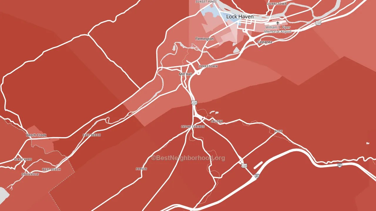 17751, PA block-group political-lean map