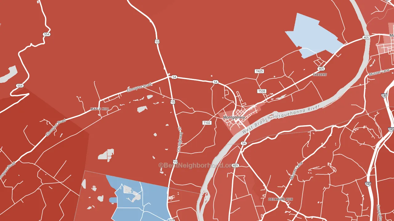 17752, PA block-group political-lean map