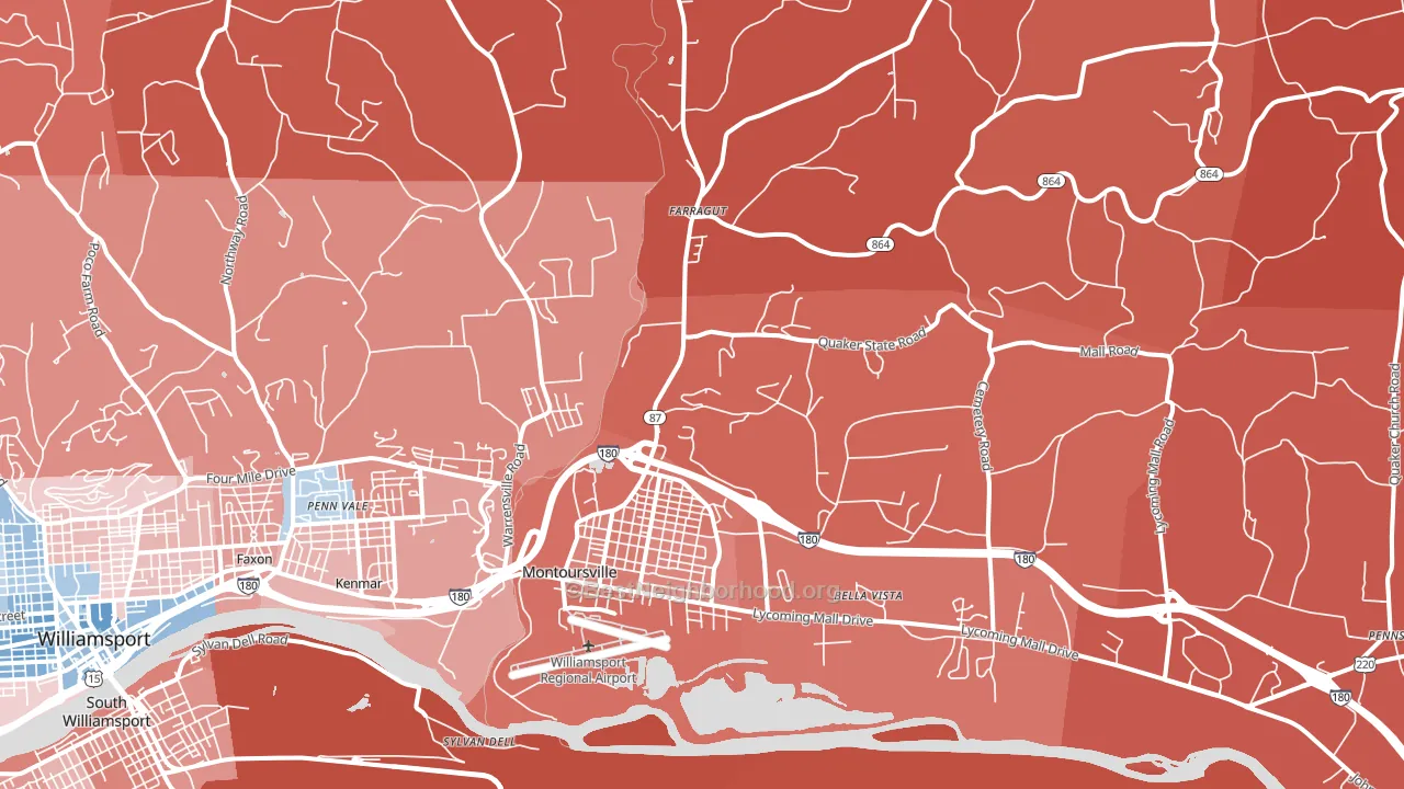 17754, PA block-group political-lean map