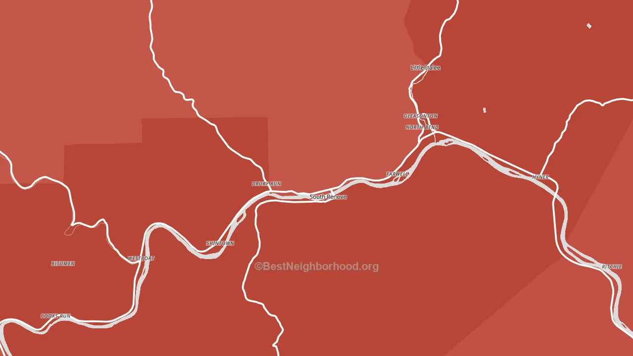 17764, PA block-group political-lean map