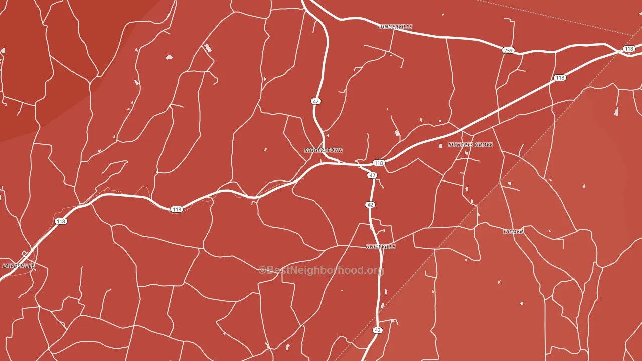 17774, PA block-group political-lean map