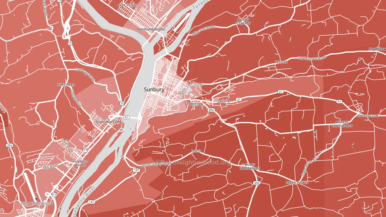 17801, PA block-group political-lean map