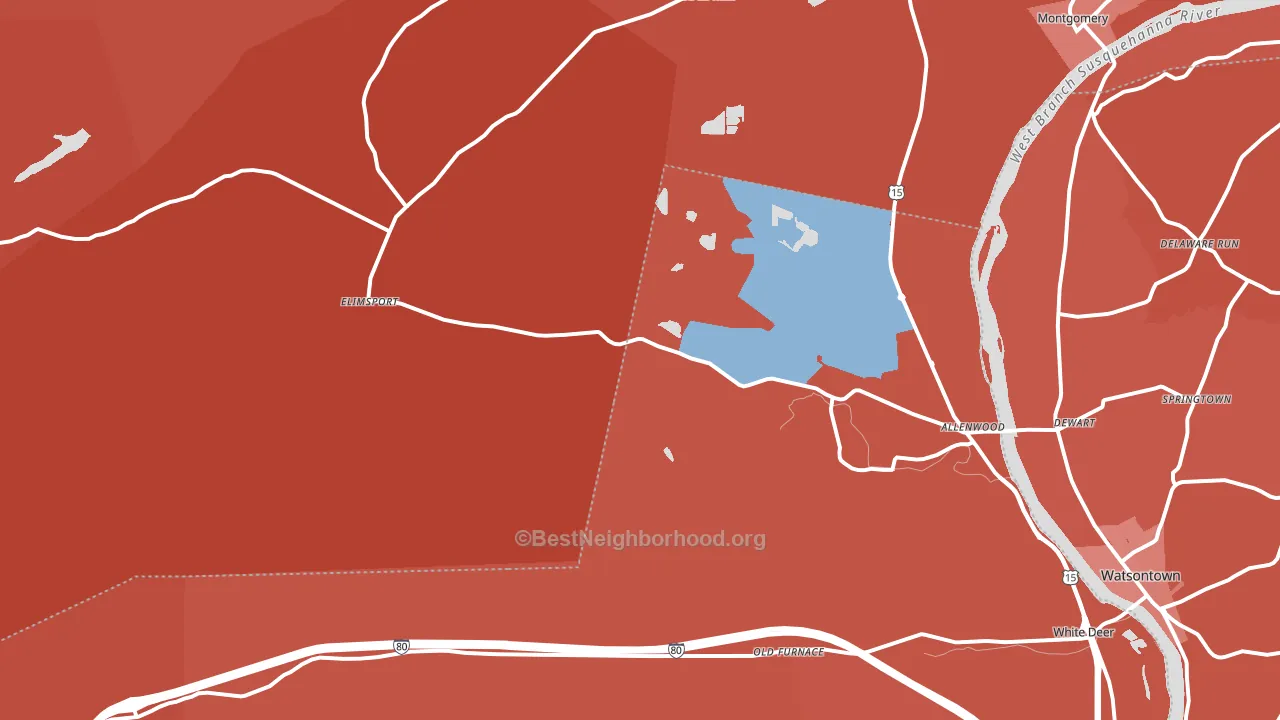17810, PA block-group political-lean map